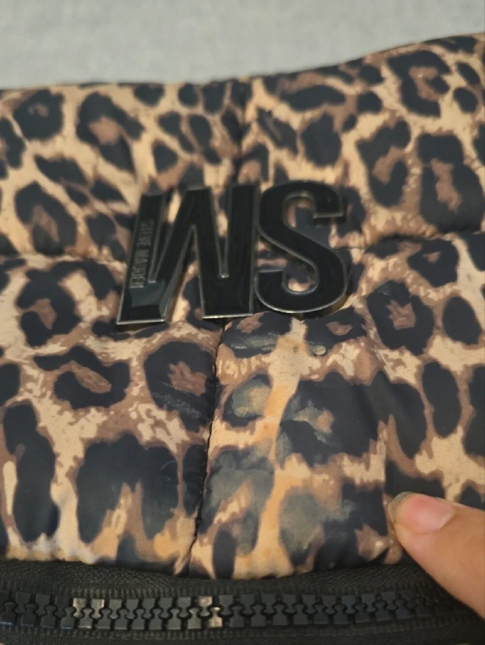 Steve Madden Leopard Print Quilted Cosmetic Travel Bag Pouch SM Logo